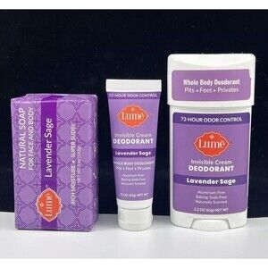 LAVENDER SAGE Bundle Full Cream Deodorant Mini Cream Deodorant Tube 5oz Bar Soap